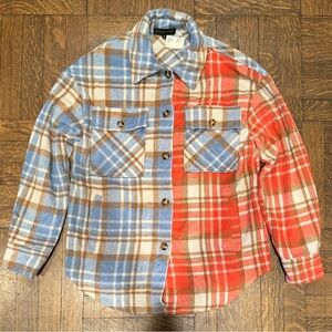 Dance and Marvel Oversized Plaid Flannel Button-Down Shirt Jacket Size Small